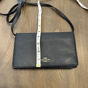 Coach Textured Navy Blue Leather Handbag
